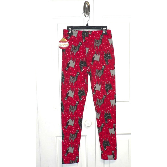 Just One Girls Holiday Leggings Christmas Llama's in Red Multi Large(14/16) $35 - Picture 3 of 3